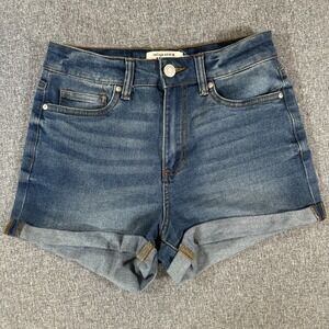 Refuge Denim Miami Women's High Rise Cuffed Jean Shorts Size 3 Blue Stretch